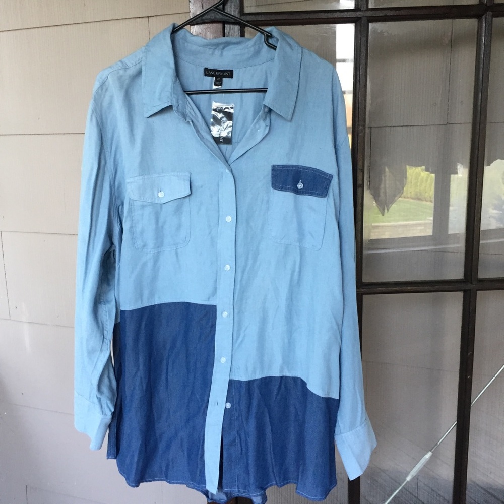 Long sleeve Blue jean button down blouse